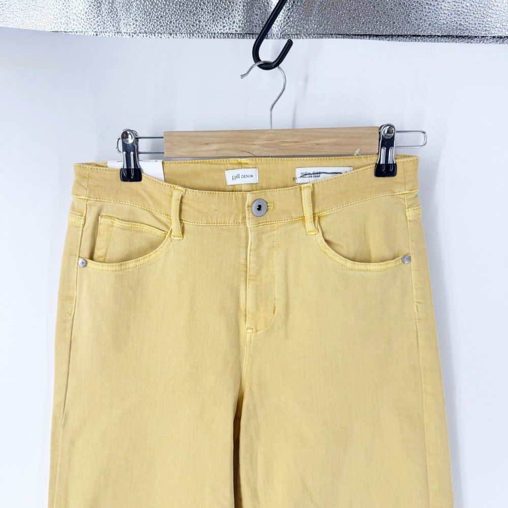 J.Jill Denim High Rise Full Leg Crop Jeans 4 Regular Light Pomelo Yellow New - Picture 4 of 9